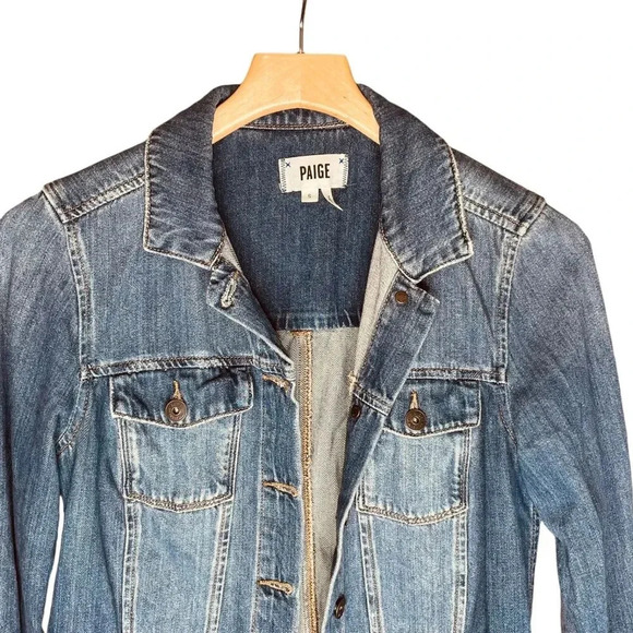 Paige Light Washed Distressed Denim Jean Jacket - Picture 2 of 10